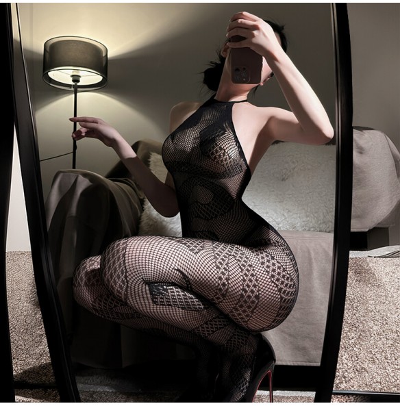 FEE ET MOI - Sheer Snake-Pattern Jacquard Bodystocking (Black) FEE ET MOI - Sheer Snake-Pattern Jacquard Bodystocking (Black)